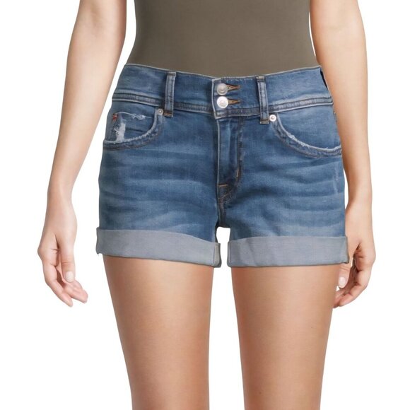 Hudson Ruby Denim Mid Rise Shorts Rolled Chic Logo Size 29 - Picture 1 of 8